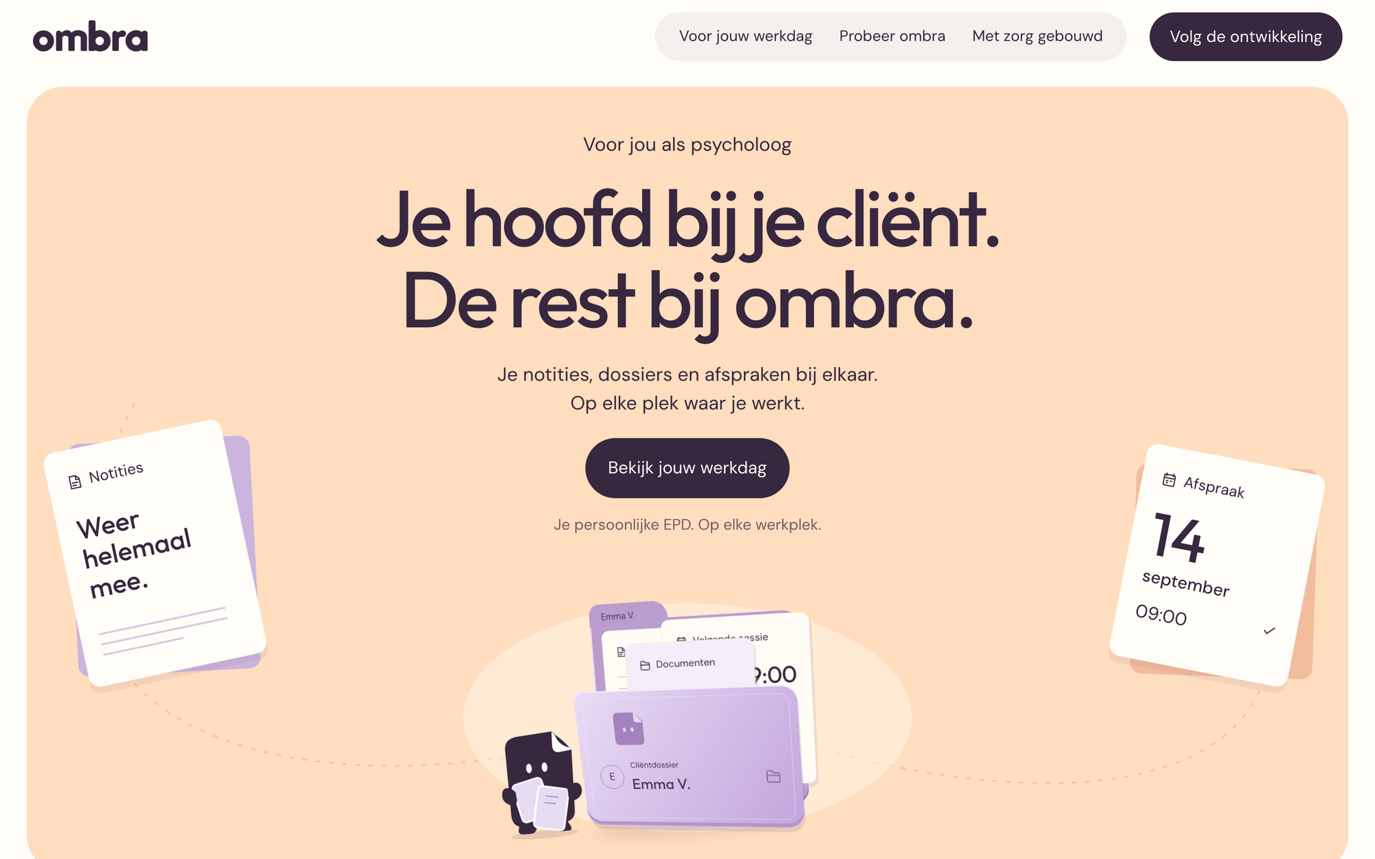Webdevelopment & Hosting: de website van ombra op desktop en telefoon